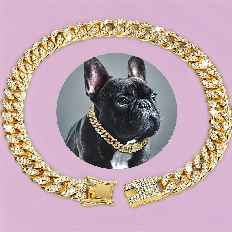 Rhinestone Decorated Dog Chain, 1 Count Pet Necklace with Secure Buckle, Fashionable Pet Accessories for Small Medium Large Dogs