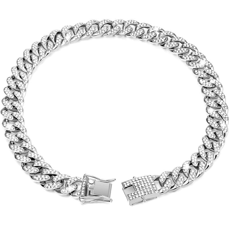 Rhinestone Decorated Dog Chain, 1 Count Pet Necklace with Secure Buckle, Fashionable Pet Accessories for Small Medium Large Dogs